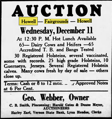 Howell Fairgrounds - Dec 1946 Livestock Auction (newer photo)